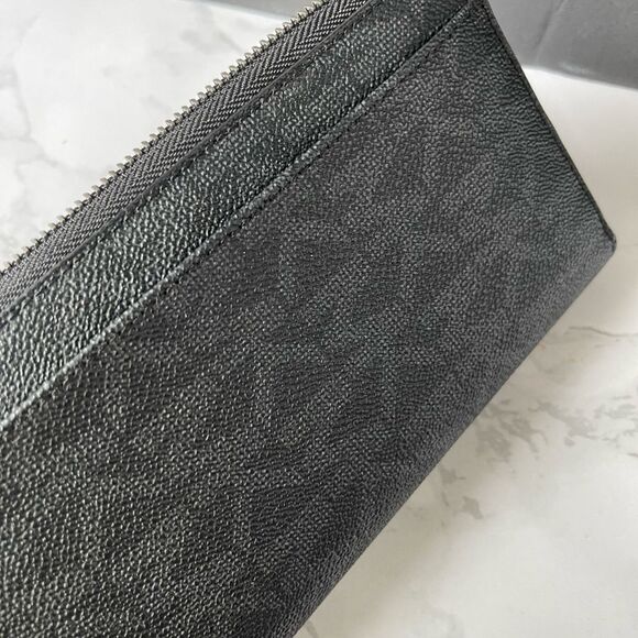 MICHAEL KORS BLACK PVC TECH TRAVEL MENS WALLET BLACK PVC LOGO WALLET NEW - Picture 9 of 12